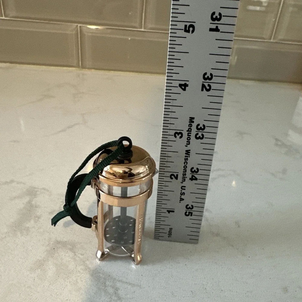 Starbucks Bodum Copper French Coffee Press Hanging Glass Metal Ornament‎ 2016